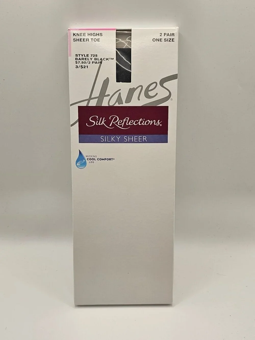 Hanes Silk Reflections Silky Sheer Knee‎ Highs Barely Black One Size 2-Pair Pack